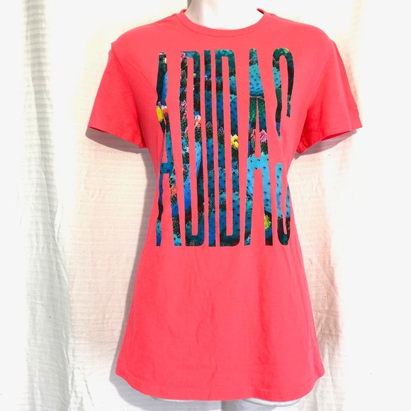 adidas Tops - ADIDAS Spell Out Logo THE GO TO TEE Shirt Pink  L